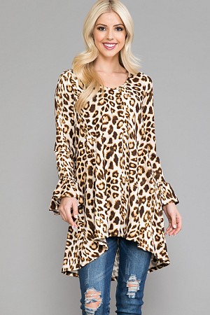 Long Sleeve Tunic with Ruffled ...